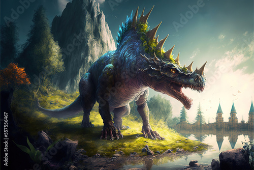 Magical fantasy dinosaur, Generative AI © Dianne