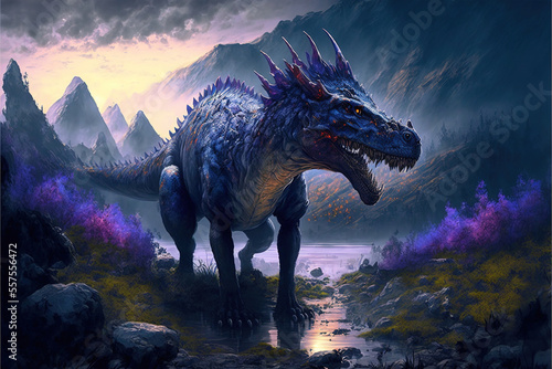 Magical fantasy dinosaur, Generative AI © Dianne