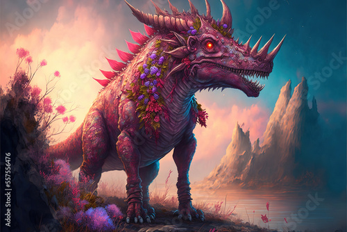 Magical ancient dinosaur, colorful, Generative AI © Dianne