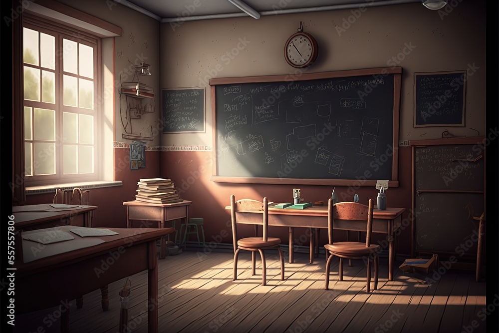 Classroom of the school without student and teacher. Generative AI Classroom of the school without student and teacher. Generative AI