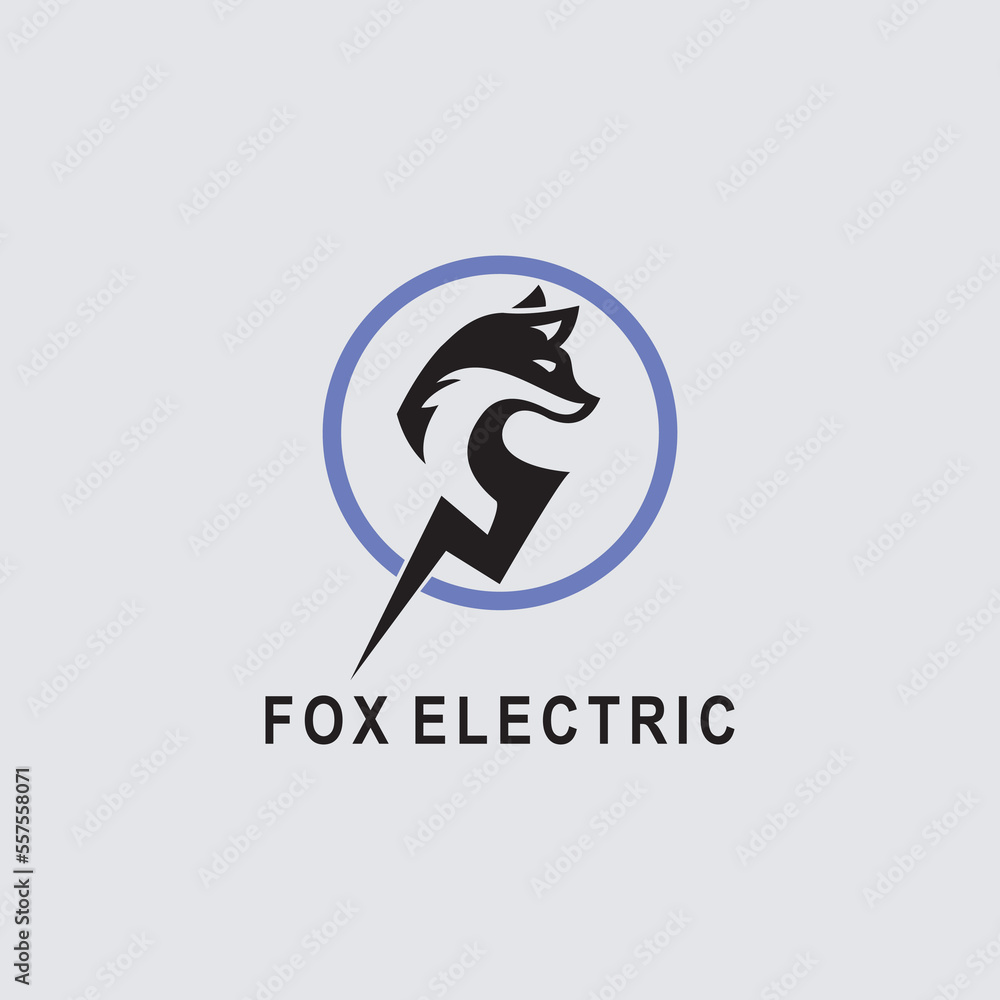 Fototapeta premium fox electric logo design