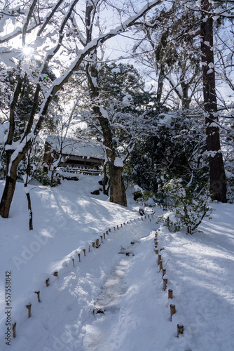 冬の北陸・金沢旅行で人気の雪が積もった兼六園 © Nature K Photostudio