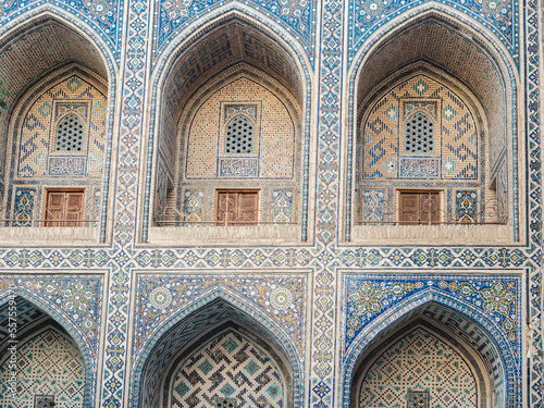 Sights of ancient cities of Uzbekistan. Clear, sunny day. No people. Vacation and travel concept