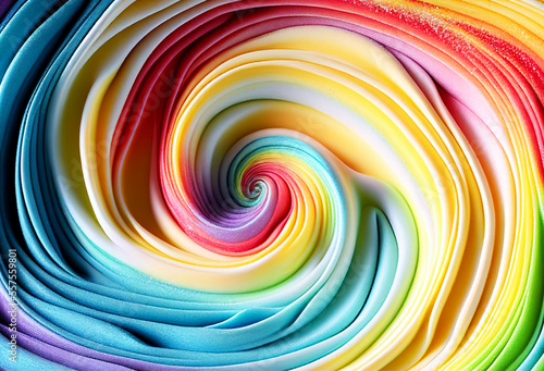 Swirling Ice Cream Texture. Rainbow Colors. Generative Ai Art.