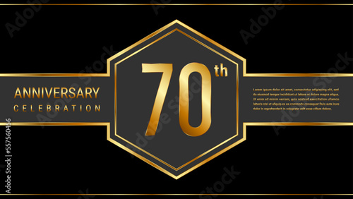 70 year anniversary template design with golden text. Vector Template Illustration