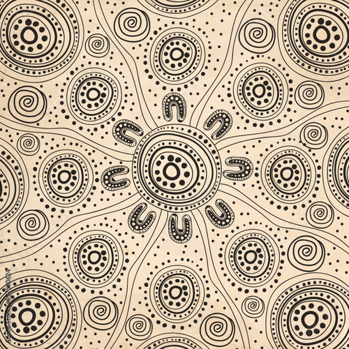 Grey aboriginal dot art design background