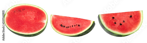 watermelon halves and slices isolated, Watermelon macro studio photo, transparent png, collection, PNG format, cut out photo