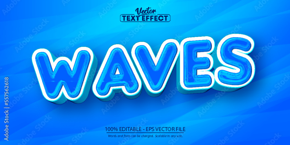 Waves text effect, editable sea surfing text style Waves text effect, editable sea surfing text style