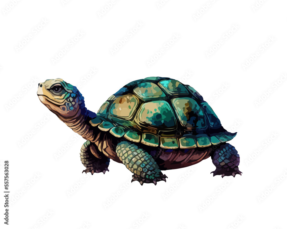 Obraz premium Cartoon turtle on a white background. Vector illustration
