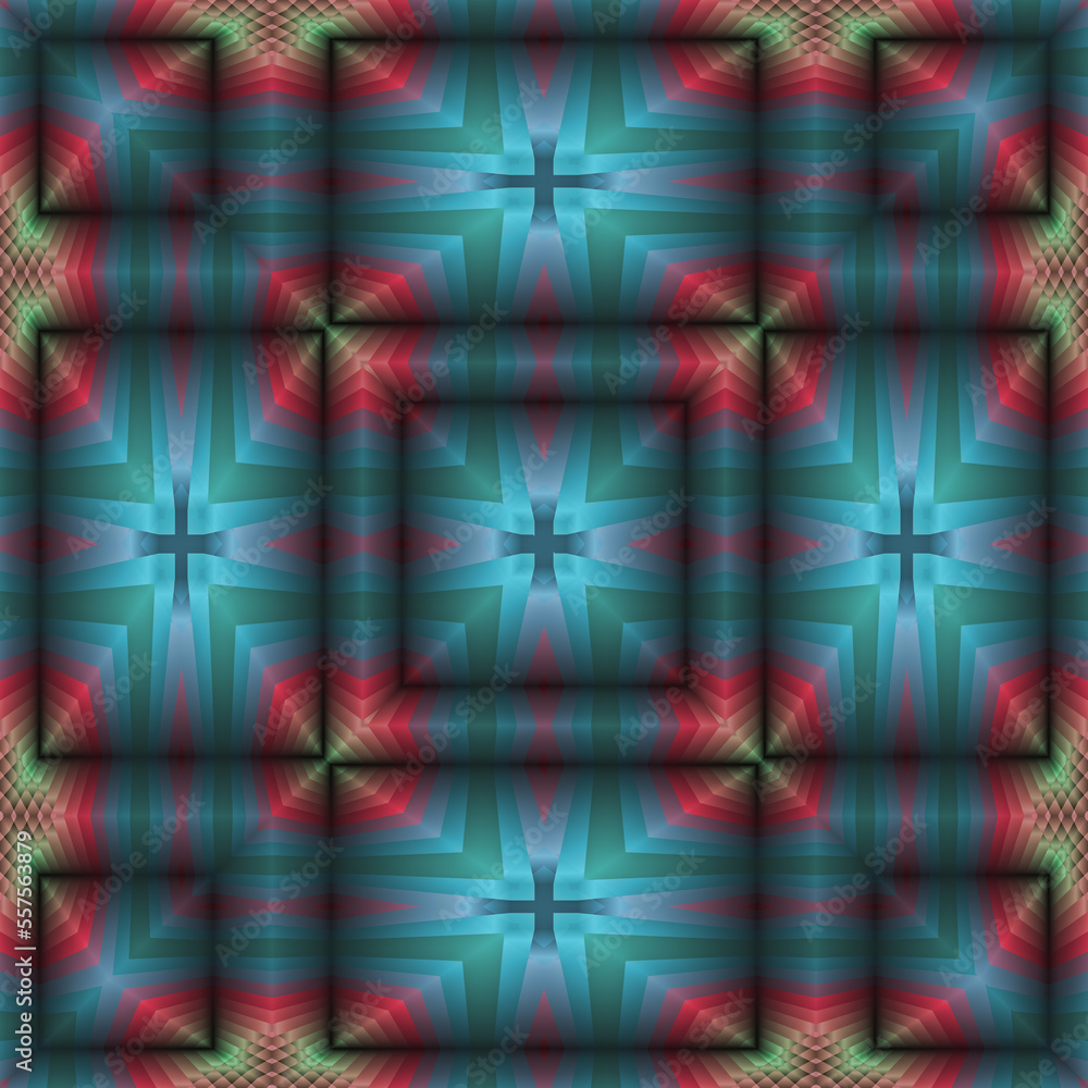 Fototapeta premium 3d effect - abstract kaleidoscopic geometric color gradient pattern