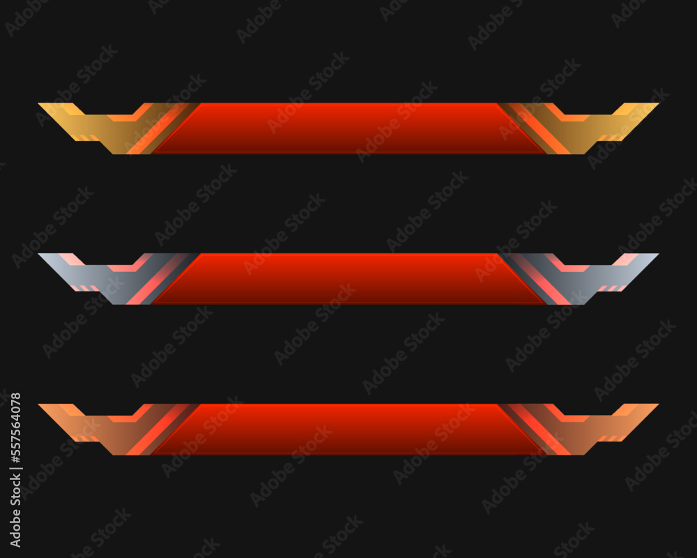 Abstract red game gui lower third title banner buttons with gold ...