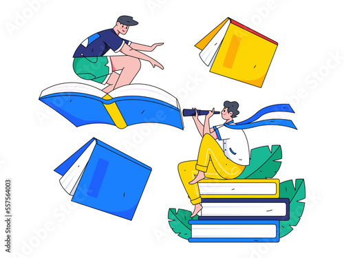 Education study vector flat character illustration
