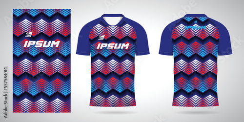 blue red black white shirt sports jersey template for team uniforms and Soccer
