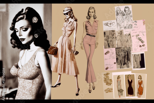 70s Fashion Frenzy: A Collage of Retro Styles, Vintage Glamour