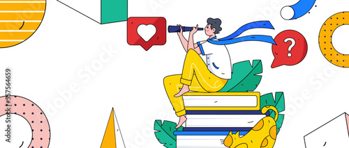 Education study vector flat character illustration
