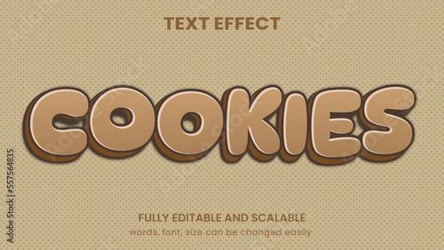 cookies, cake, doughnut graphic style editable text effect