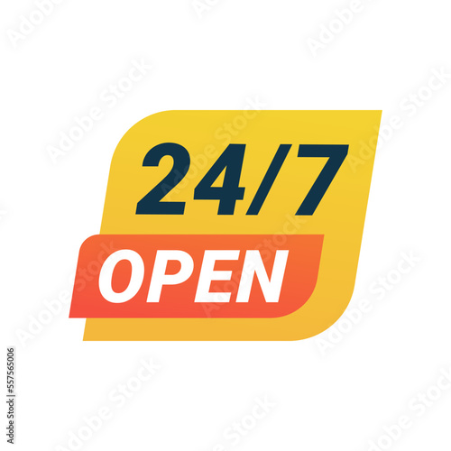 24/7 Open Sign vector design