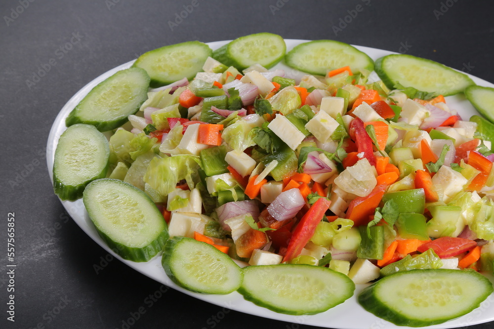 vegetable salad black background 