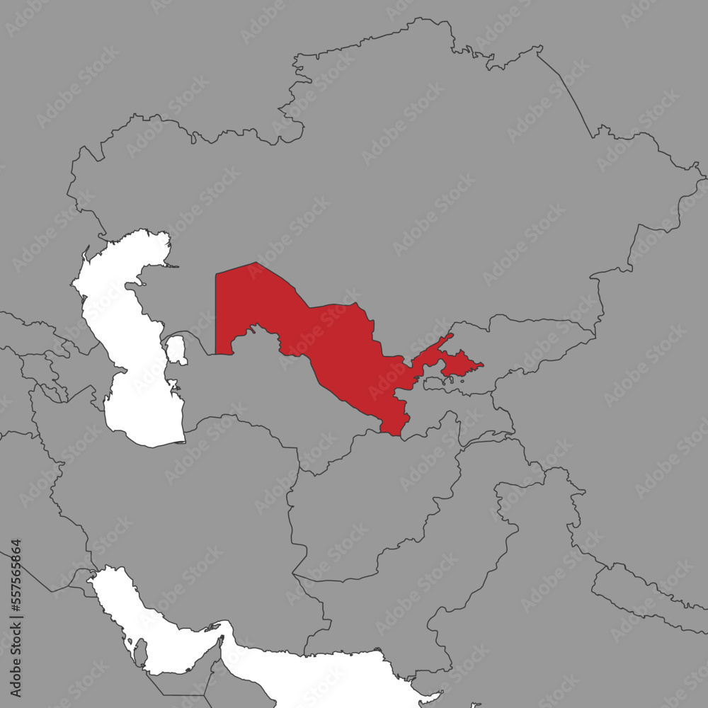 Uzbekistan on world map. Vector illustration.