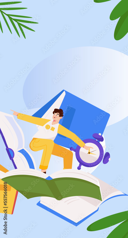 Fototapeta premium Reading characters flat vector illustration