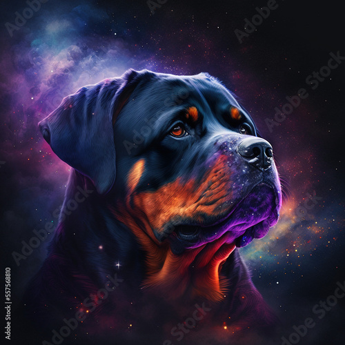 Rottweiler Dog in Space - Generative AI
