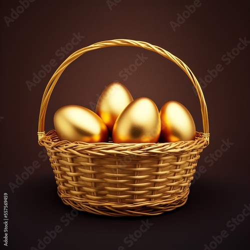 A basket of golden eggs. Great to show finance, retirement, prosperity and more. 