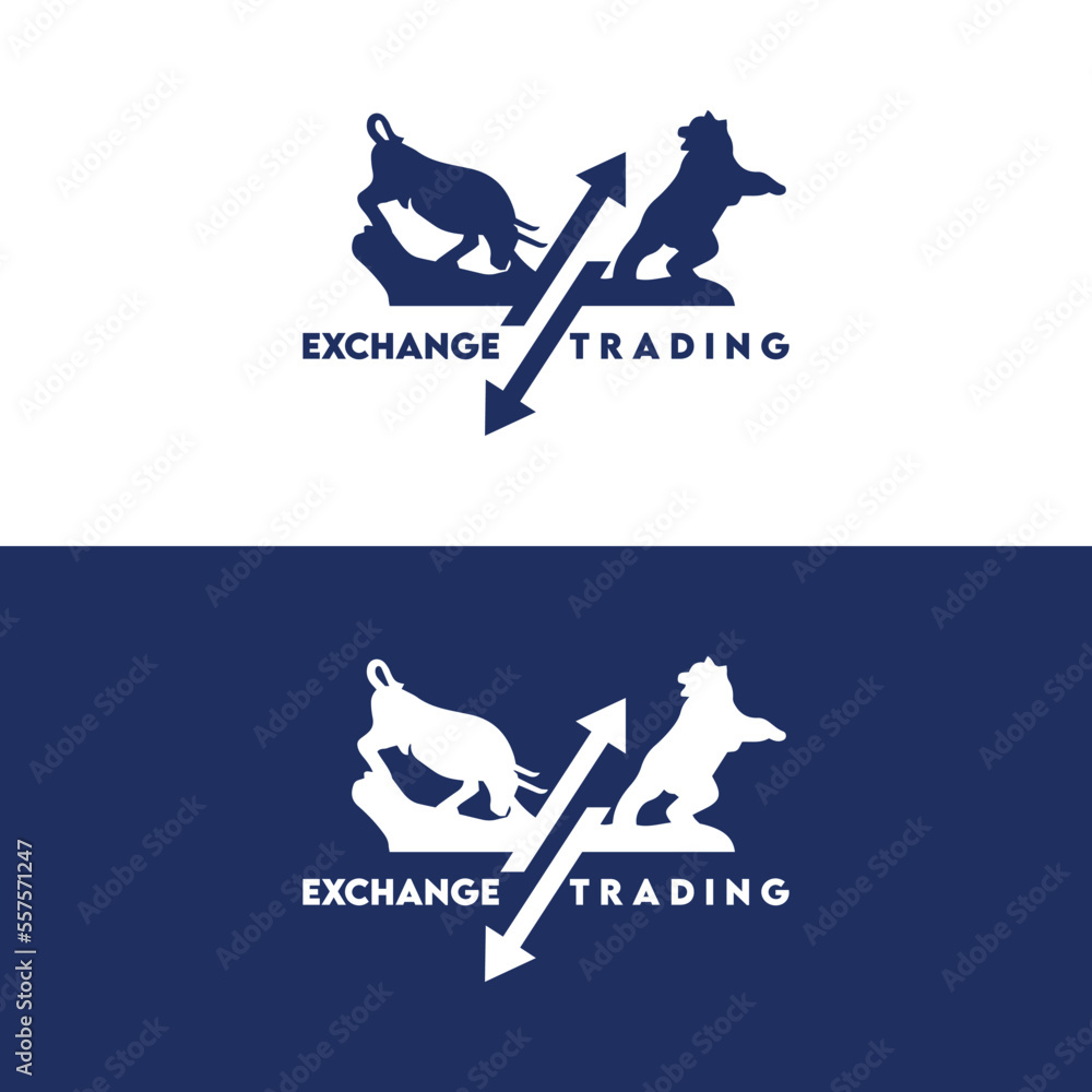 exchange trading logo, bear and bull trading, marketing logo, versatile