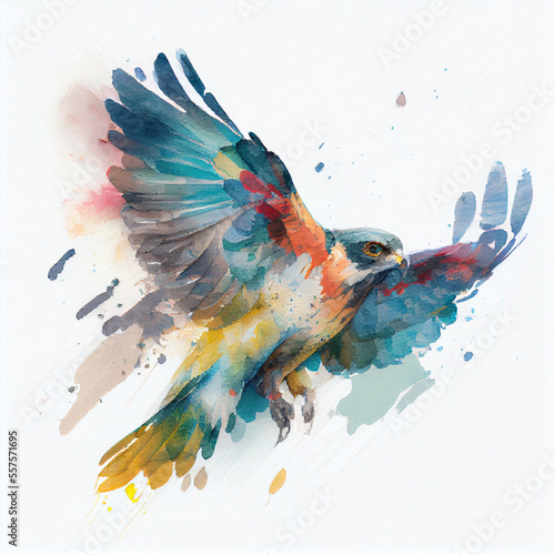 Hawk in flight, Watercolor  © ShaSaLu