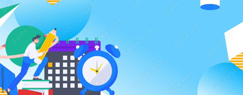 Fototapeta premium Education study vector flat character illustration 