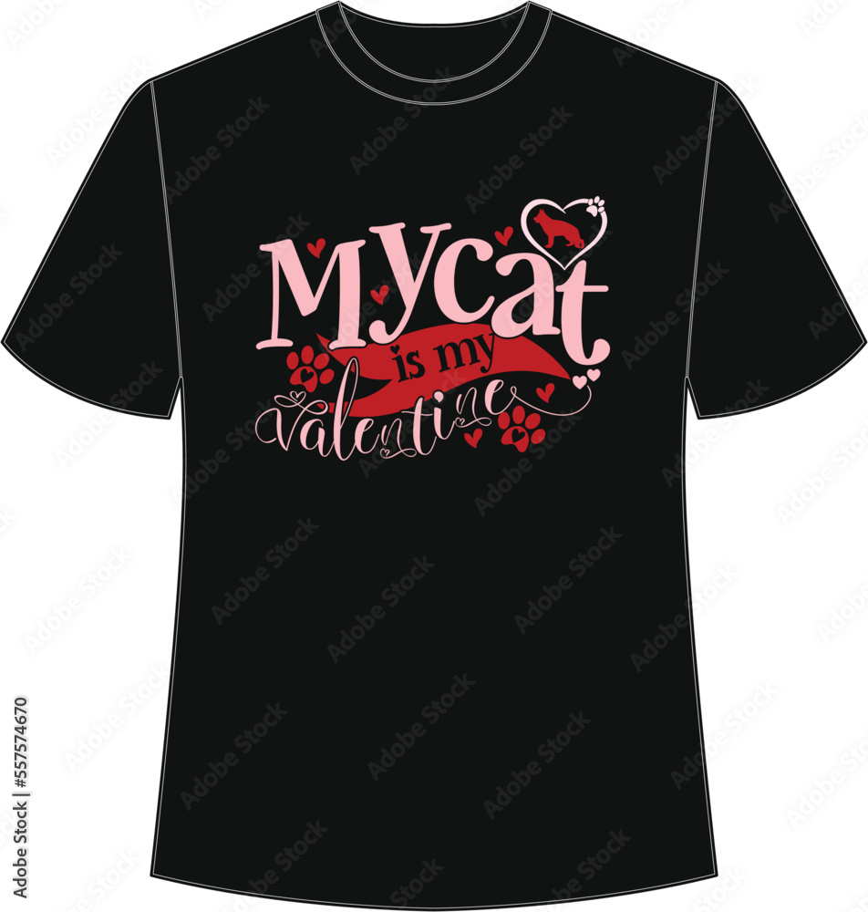 Φωτογραφία My cat is my valentine Merry Christmas shirt print template, funny Xmas shirt de