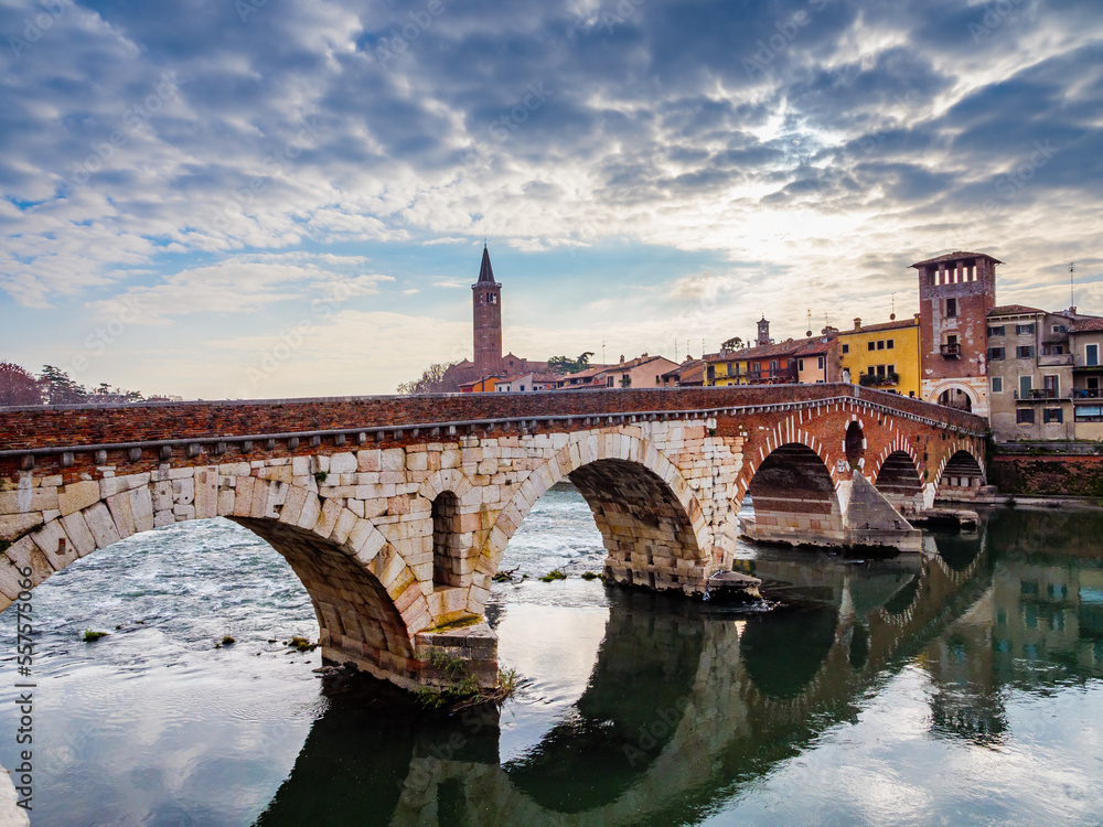 River with bridge of Verona city