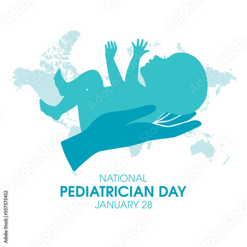 National Pediatrician Day vector. Hand holding a newborn baby icon vector. Hand with cute baby silhouette design element. January 28 every year. Important day
