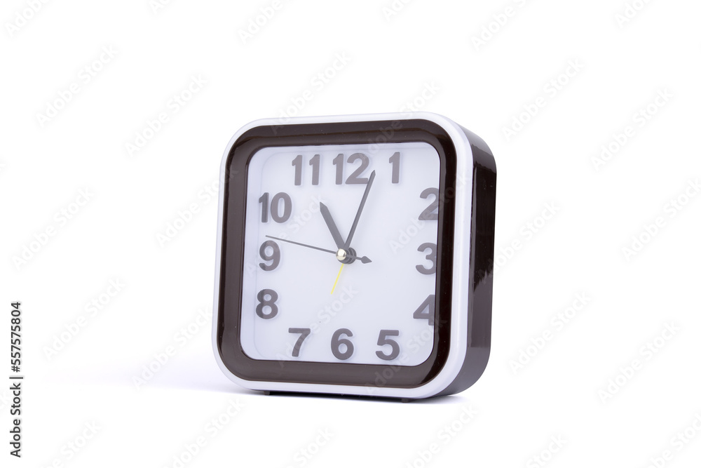 The brown square old-style clock on white background. The brown square old-style clock on white background.