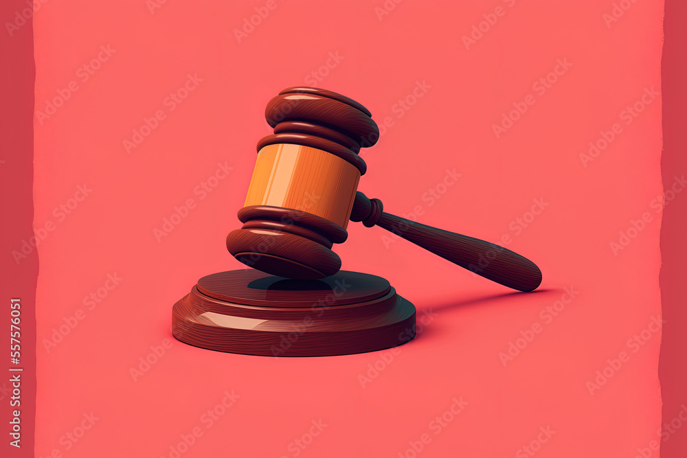 An example of a judge's gavel. simple web and app icons. Stylish modern design. On a pink backdrop, isolated. Generative AI An example of a judge's gavel. simple web and app icons. Stylish modern design. On a pink backdrop, isolated. Generative AI