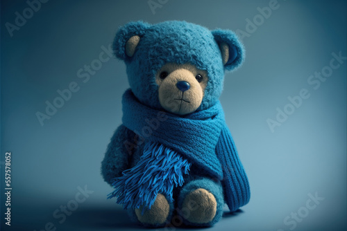 Blue Monday teddy bear concept, the most sad and depressing day of the year, generative ai