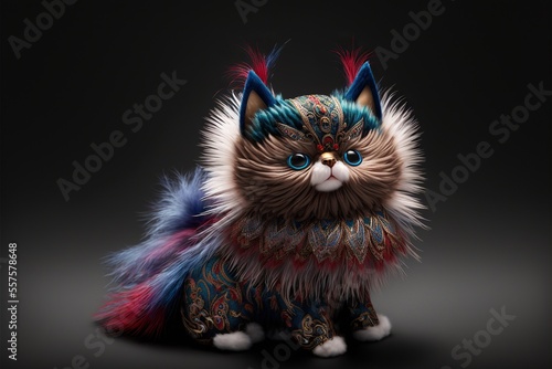 Cat mascot, art ethnic motifs