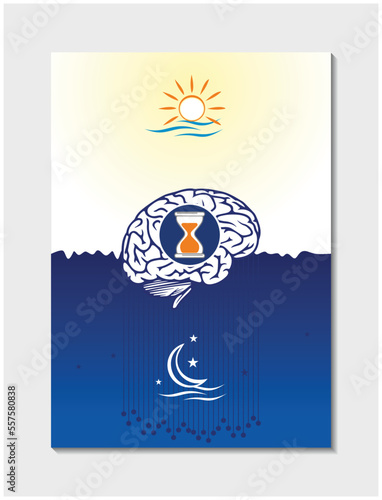 Day and night cycle scheme. Daily human body inner regulation schedule. Natural sleep-wake biological process. 