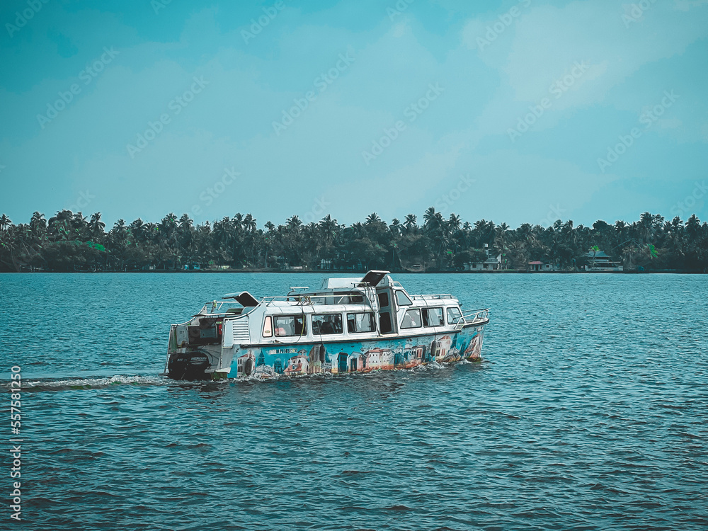 Naklejka premium boat on the river