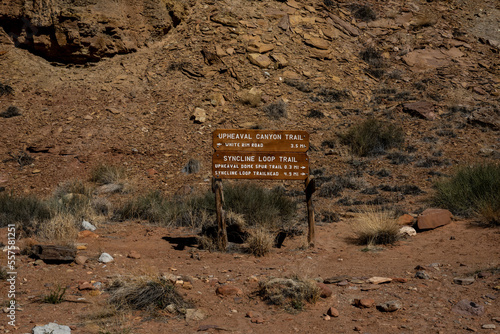Sign for Upheaval Canyon and Syncline Loop Trails photo