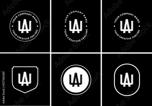 Letters AU or UA monogram template logo initial, badge design
