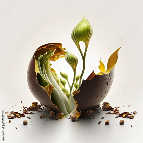 New growth, new beginnings, an illustration of a plant shoot emerging, - AI Generative Art