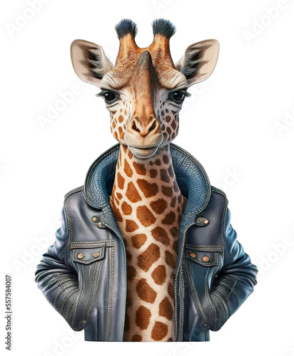 cute giraffe wearing a sweather on a transparant background © Alan