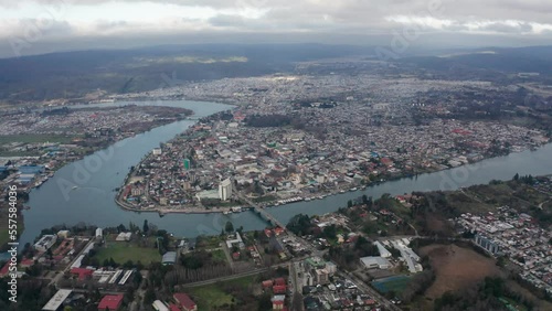 city of valdivia Chile seen from drone photo