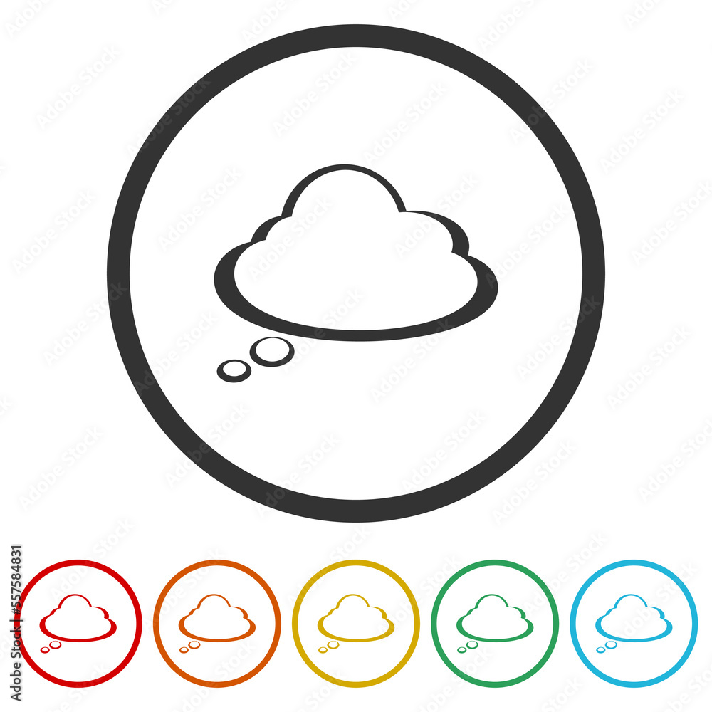 Thought clouds icon. Set icons in color circle buttons Thought clouds icon. Set icons in color circle buttons