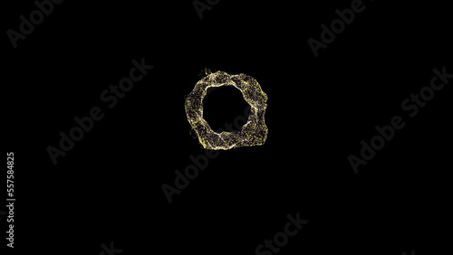 abstract gold figure from line and dot, magic and futuristic element for design, animation of explosion and movement, bright light. selective focus