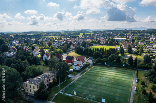 The city of Neugersdorf near Ebersbach from above ( Saxon Switzerland-Osterzgebirge region, Saxony / Germany ) photo