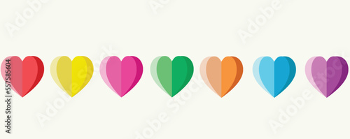 Valentine's day colorful hearts set isolated on white background. Vector illustration.