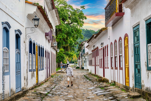 Paraty, Rio de Janeiro, Brazil - December 28, 2022 - architecture and ancient streets in the city of Paraty - Rio de Janeiro - Brazil. photo