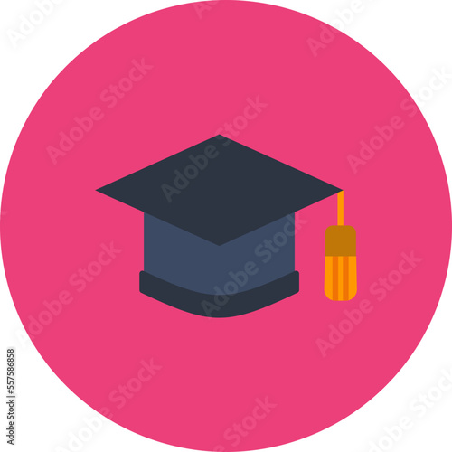 Graduation Cap Multicolor Circle Flat Icon