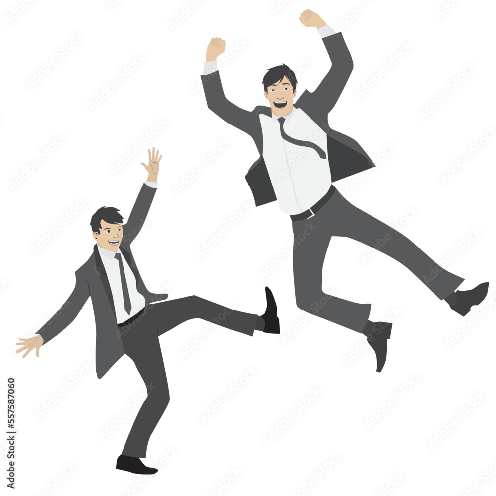 Celebrate work achievement, success or victory, winning prize, succeed in business competition concept, happy businessman jumping high for celebration. Celebrate work achievement, success or victory, winning prize, succeed in business competition concept, happy businessman jumping high for celebration.